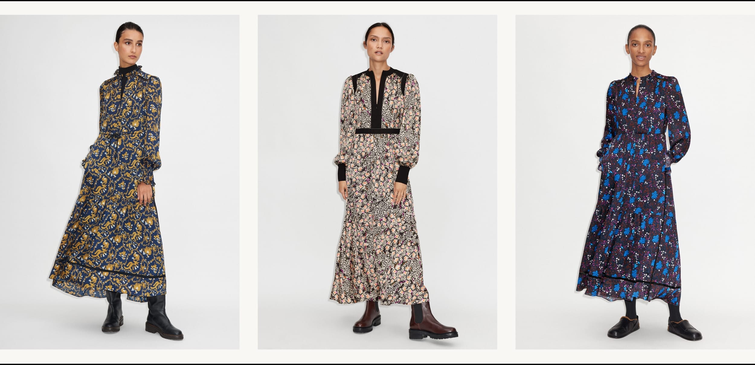 TrendAura Floral Knit Maxi Dress For Women, Winter Cozy Colorblock, Relaxed Fit Everyday