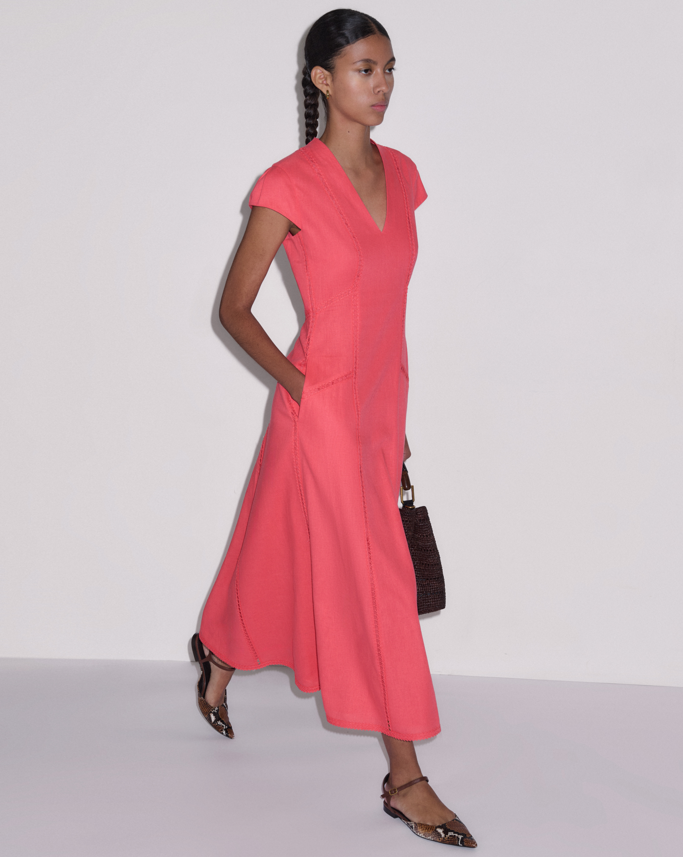Me+em Fluid Crepe Jersey Ruched Maxi Dress - Intense Orange