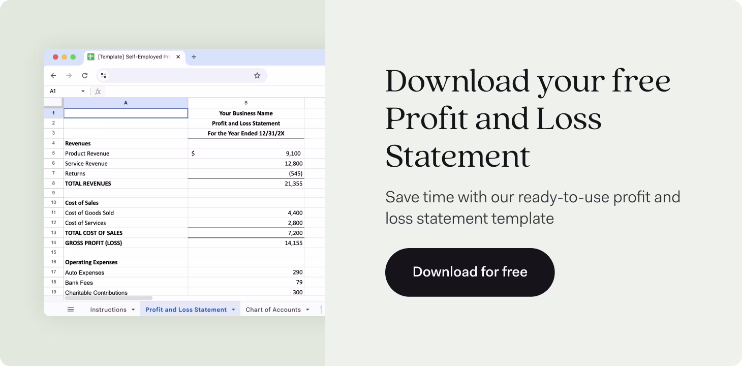 free profit and loss statement template