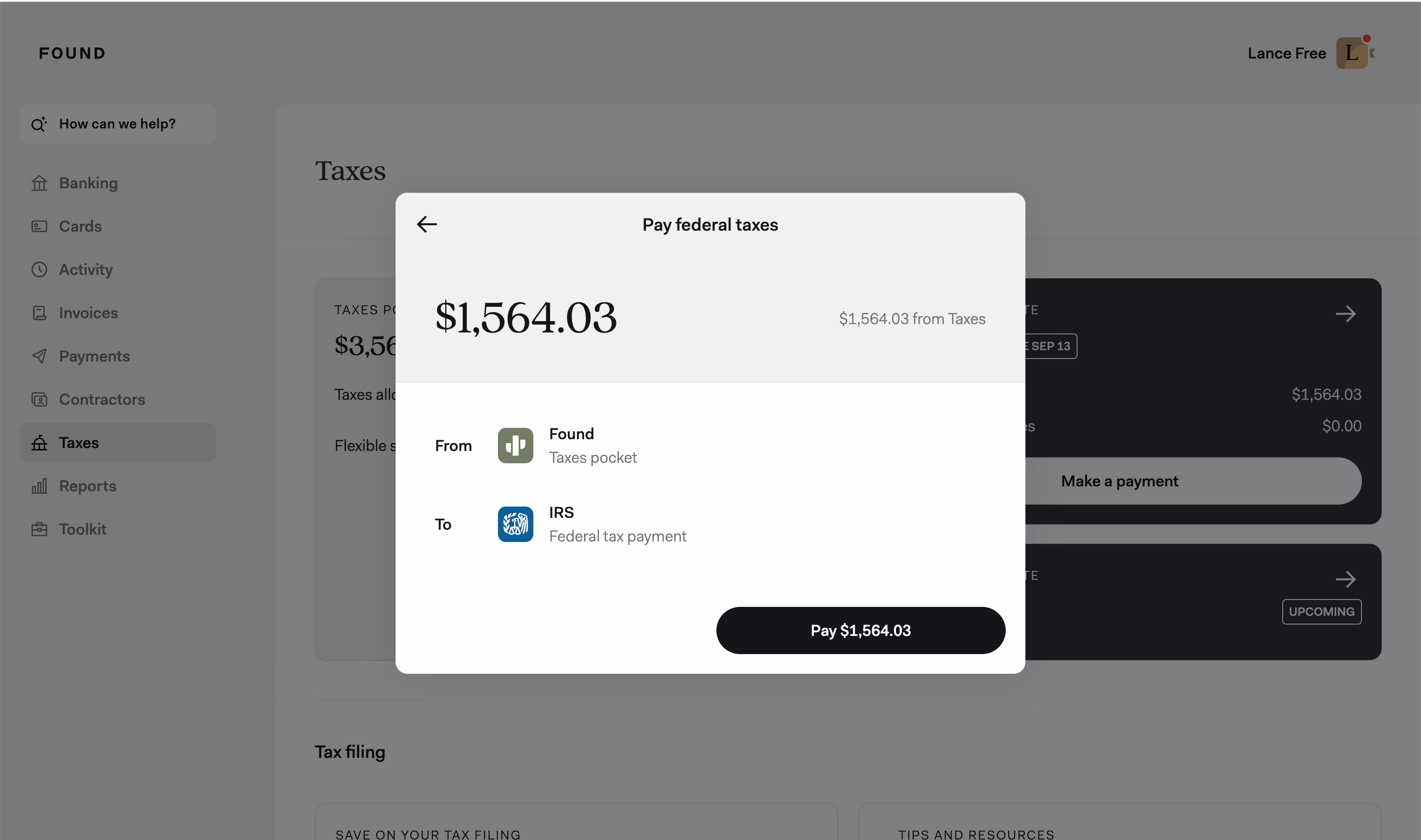 Desktop image of confirming federal tax payment