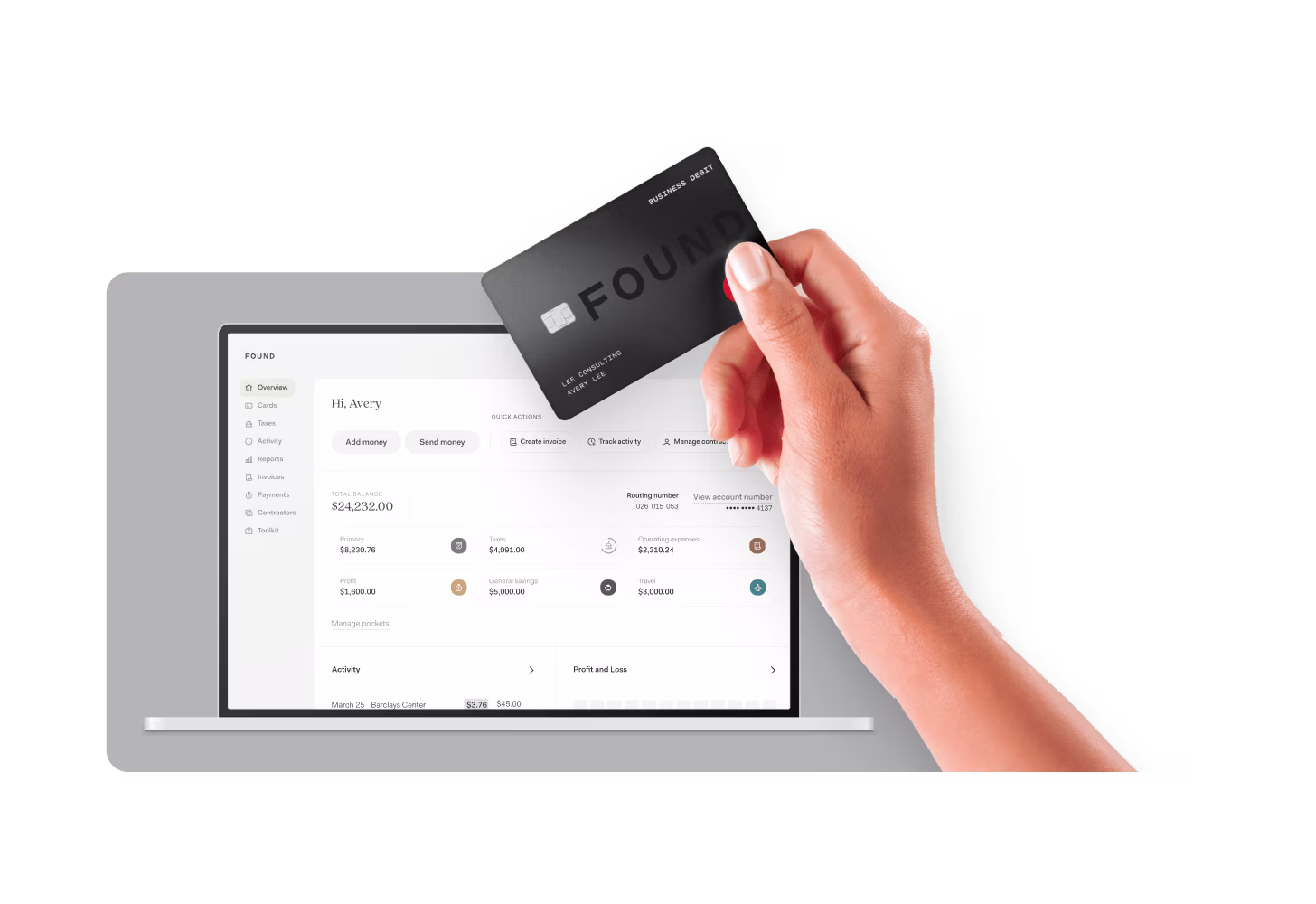 Found mobile app, desktop website, and debit card