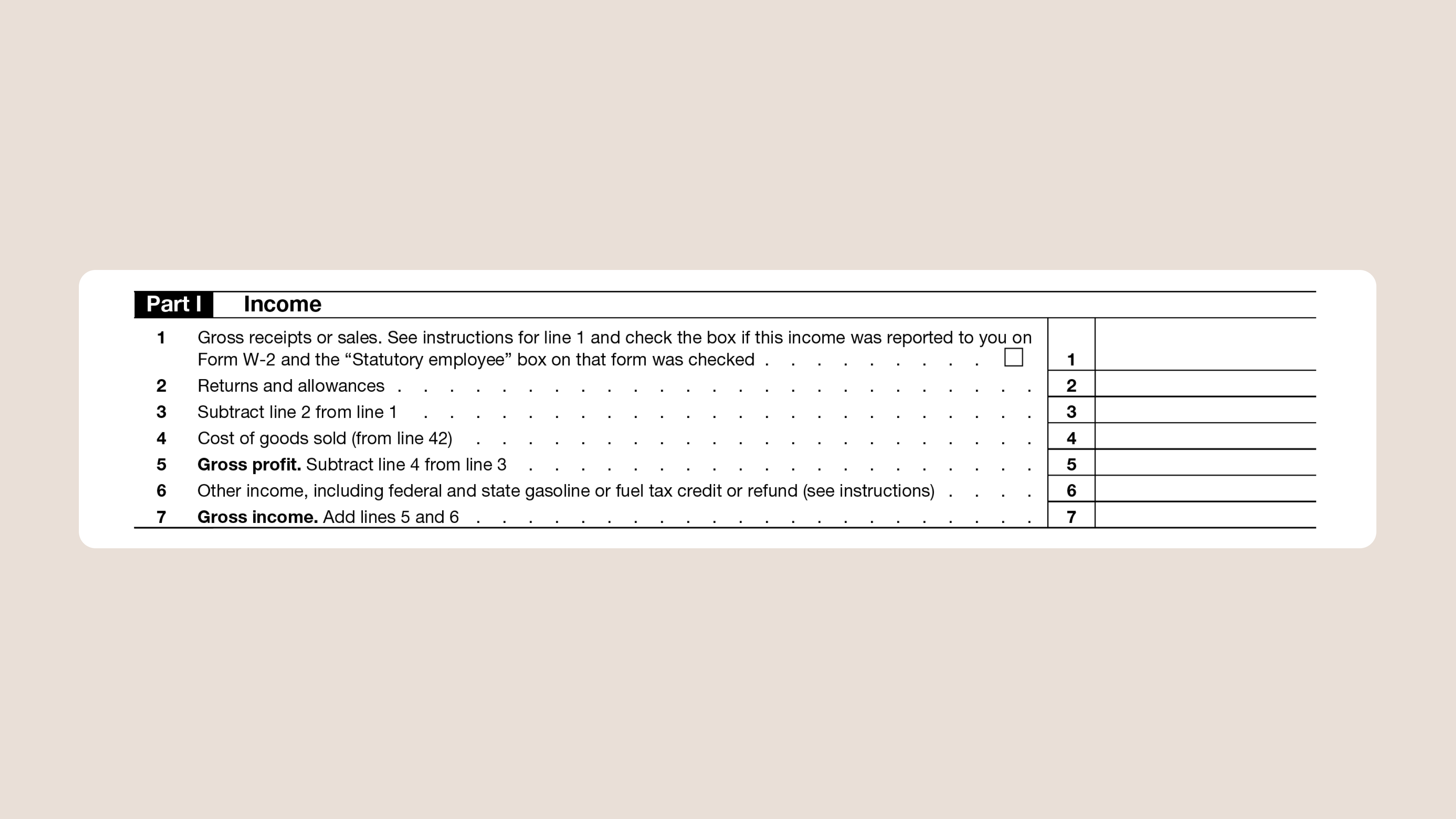 Schedule C Tax Form for Self-Employed Taxes Part I Income