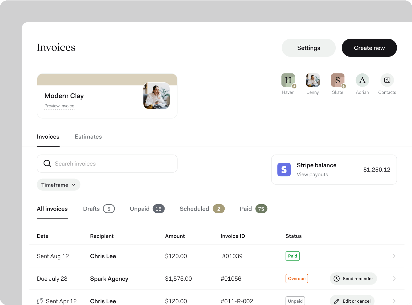 Found Invoices desktop UI 