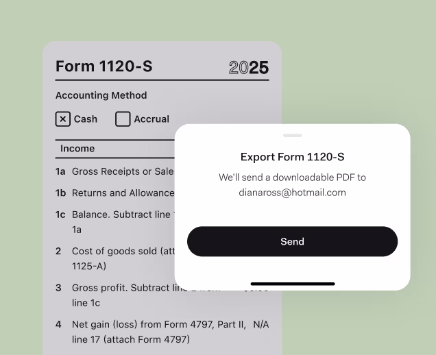 Mobile image of exporting form 1120-s
