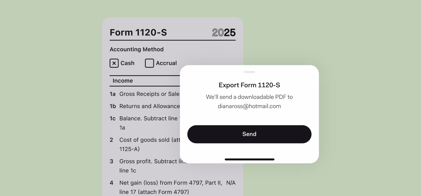 Desktop image of exporting form 1120-s tax form