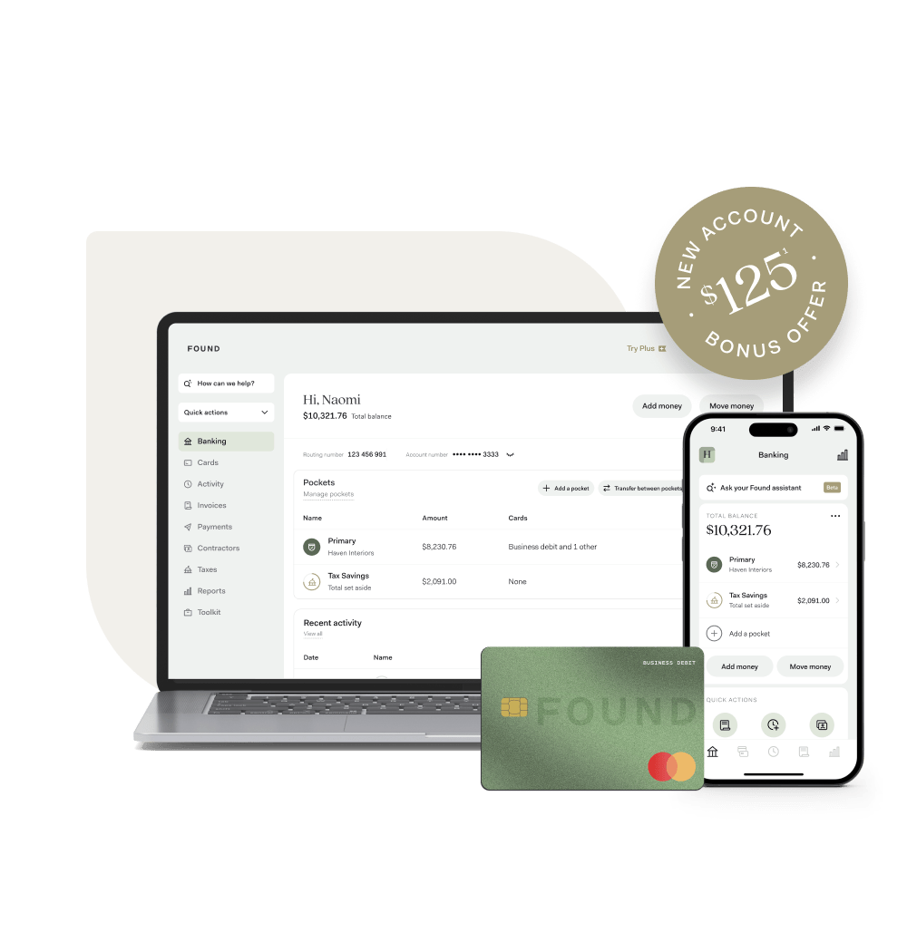 Found mobile app, desktop website, and debit card