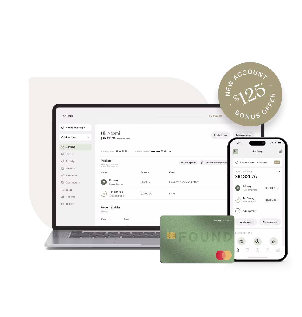 Found mobile app, desktop website, and debit card