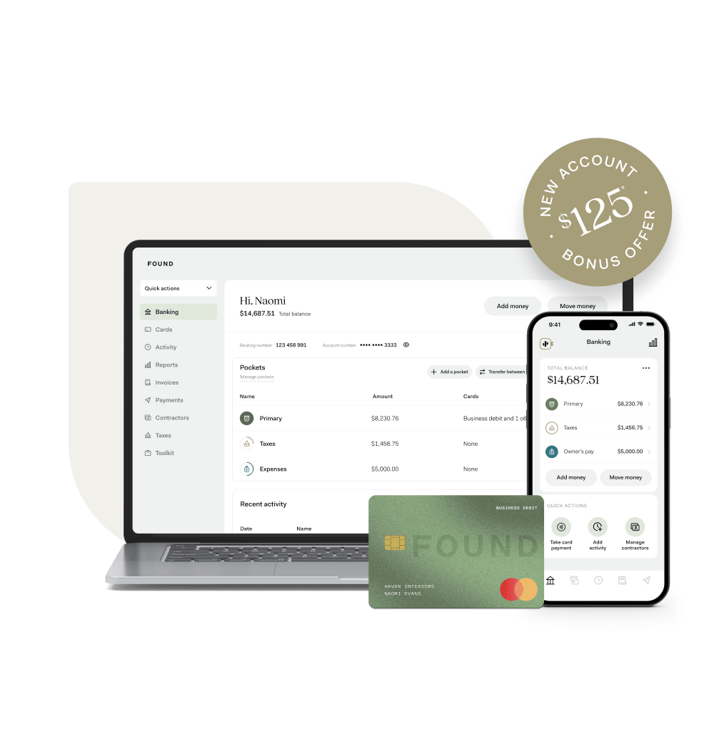 Found mobile app, desktop website, and debit card