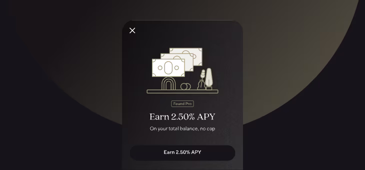 image of screen earning 2.50% APY on desktop