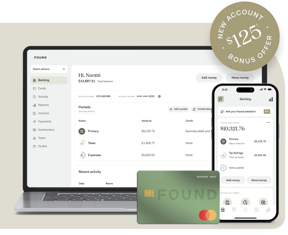 Found mobile app, desktop website, and debit card