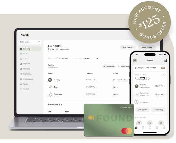 Found mobile app, desktop website, and debit card