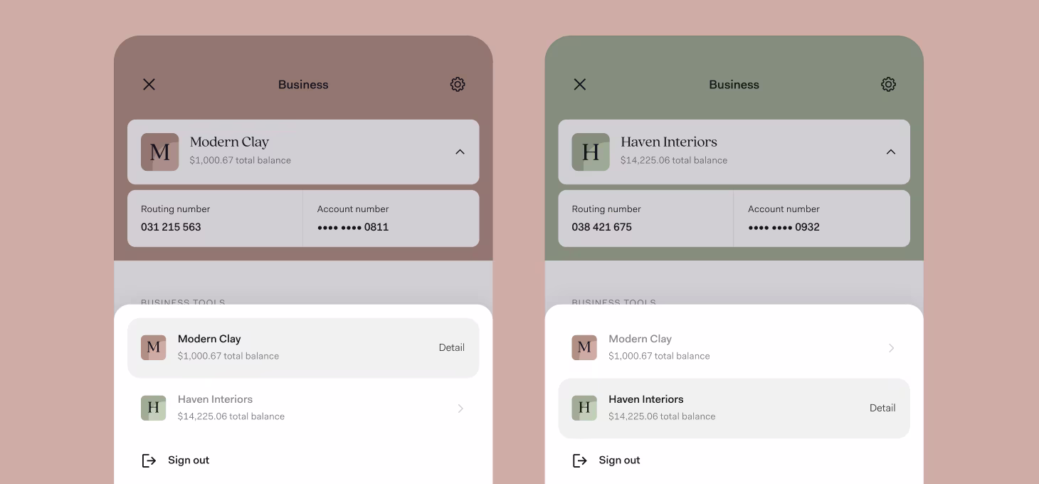 image of toggling between multiple businesses on Found
