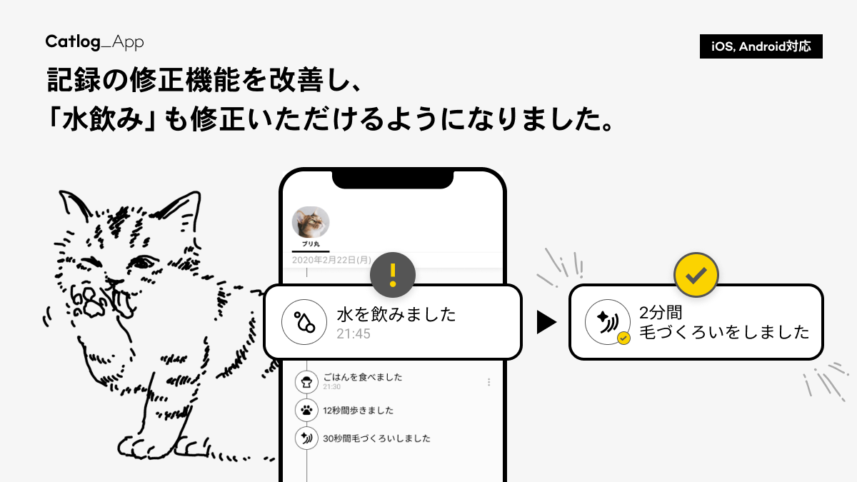 「水飲み」の精度が向上！& 記録修正が可能に！🐾「秋の行動調査」へのご協力誠にありがとうございました🐈