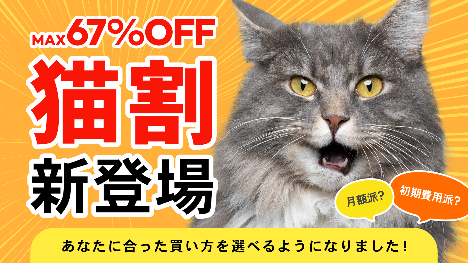 Catlog®︎に『猫割』が新登場!初期費用派?月額派?2種類の選べる料金体系で、ご都合にあったCatlogの始め方ができます。