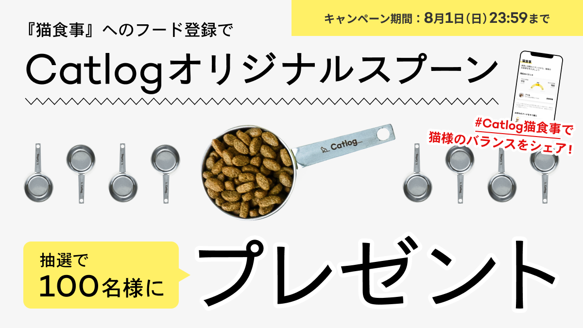 Catlogオリジナルスプーンを抽選100名様にプレゼント!『猫食事』へのフード登録でご参加いただけます🎉
