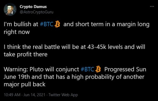 Crypto Damus, and Astrological Crypto Guru, tweets.
