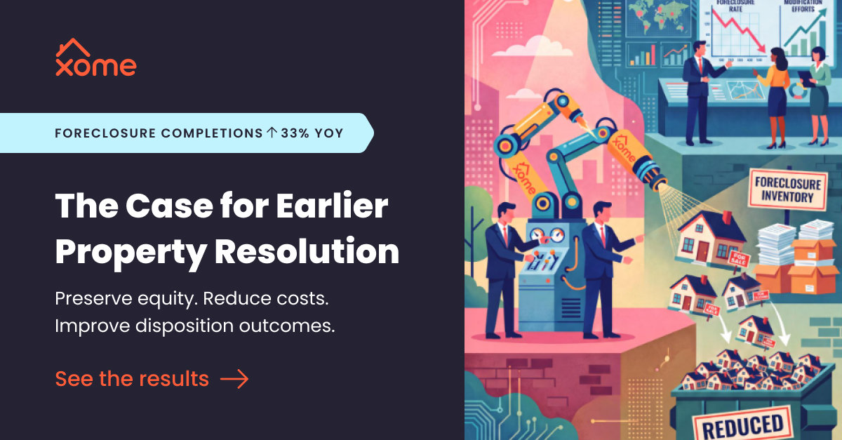 Xome Xpert Seller: foreclosure completions up 33% YoY, the case for earlier property resolution and pre-foreclosure sales