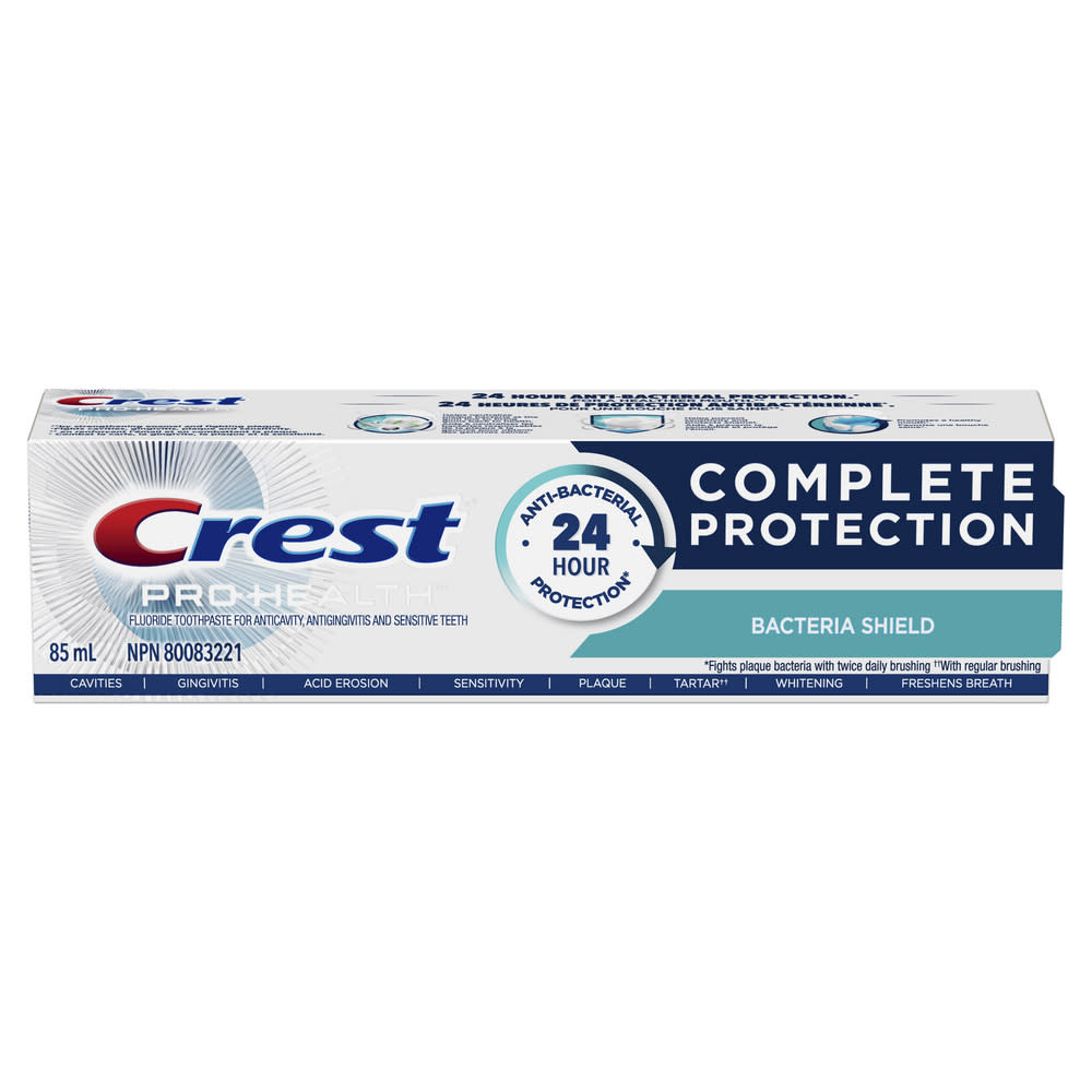 PDP - CAEN - Crest Pro-Health Complete Protection Toothpaste, Bacteria Shield, 85 mL - Row1