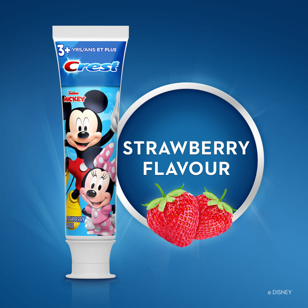 Crest Kid's Cavity Protection Toothpaste featuring Disney Junior's Mickey Mouse, Strawberry, 100 mL, Ages 3+ - back