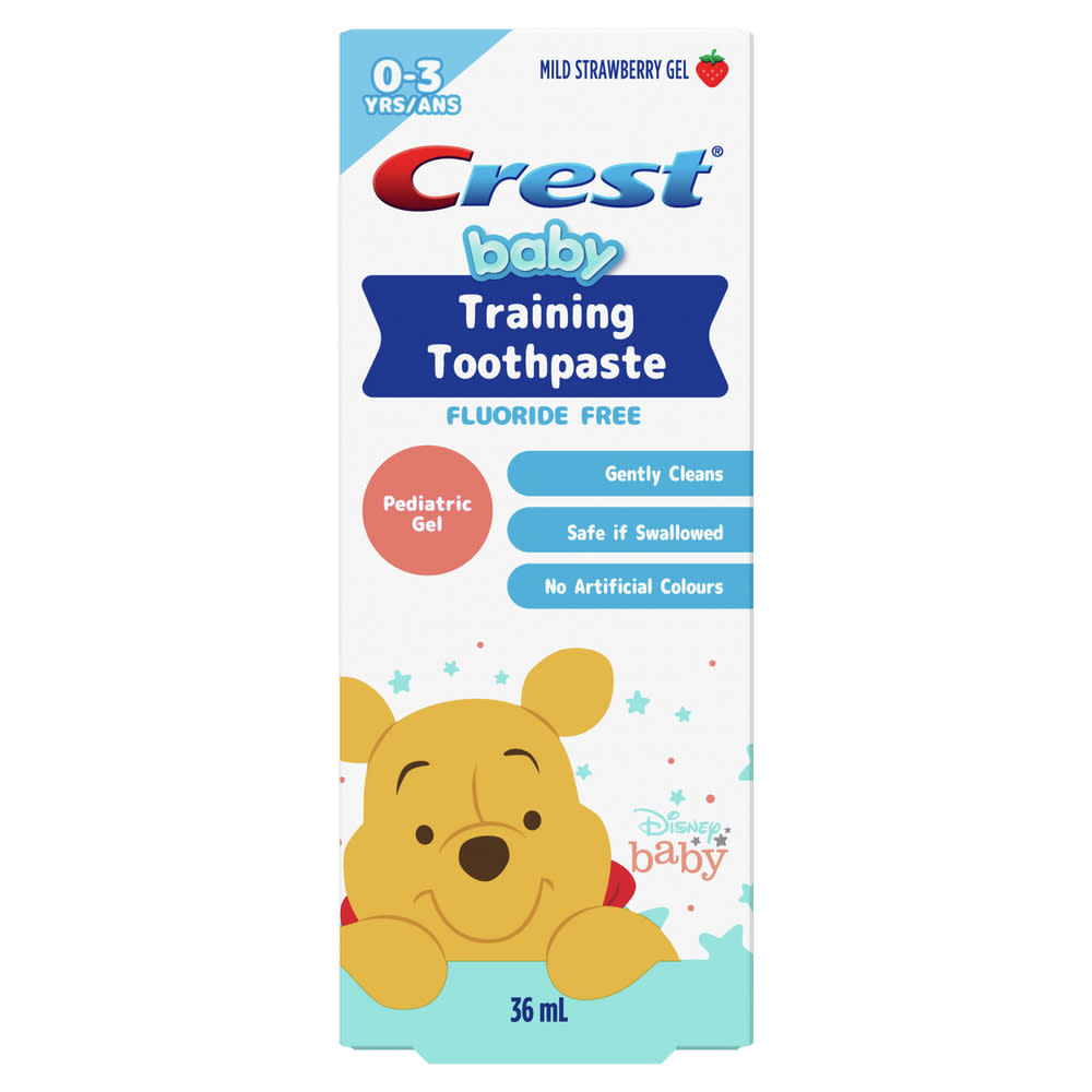 Crest Training Toothpaste, Fluoride Free, featuring Disney's Winnie the Pooh, Mild Strawberry Gel, 36 mL - Main