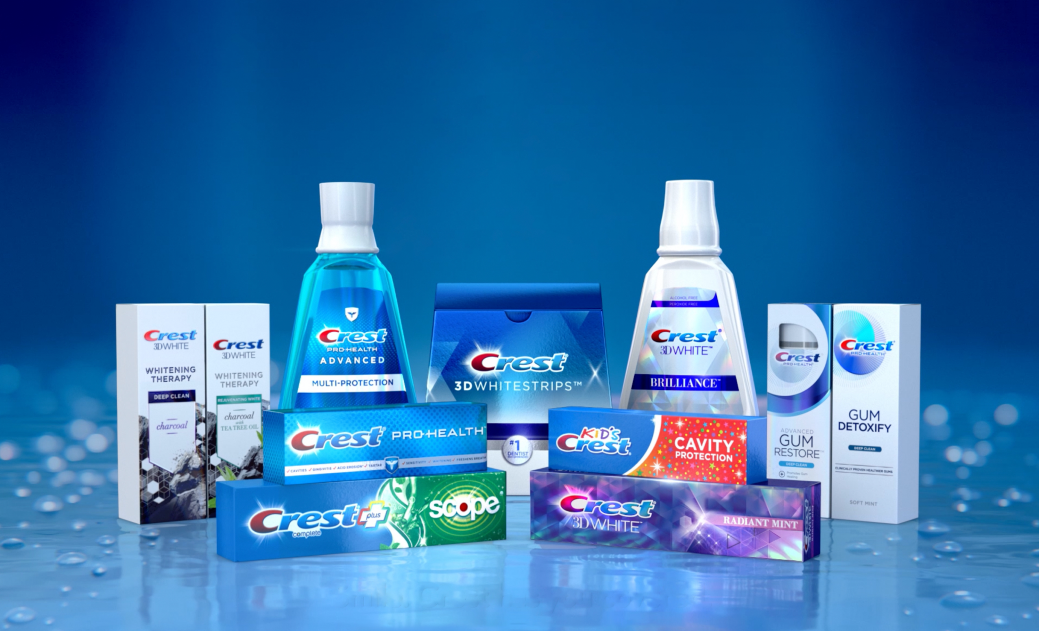 Large gamme de produits de soins bucco-dentaires Crest