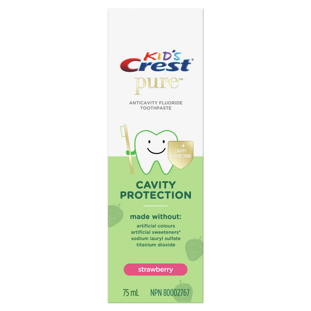 Crest Pure Cavity Protection Kids Toothpaste with Fluoride Anti-Cavity Protection, SLS Free, Strawberry 75mL - Main