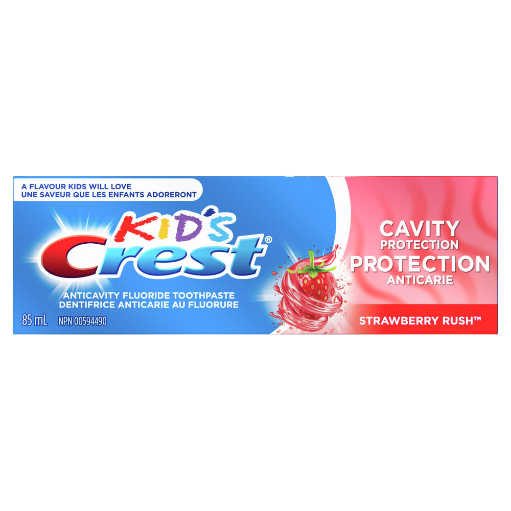 Dentifrice anticarie au fluorure Crest pour enfants, Protection anticarie, Strawberry Rush, 85 mL - 1