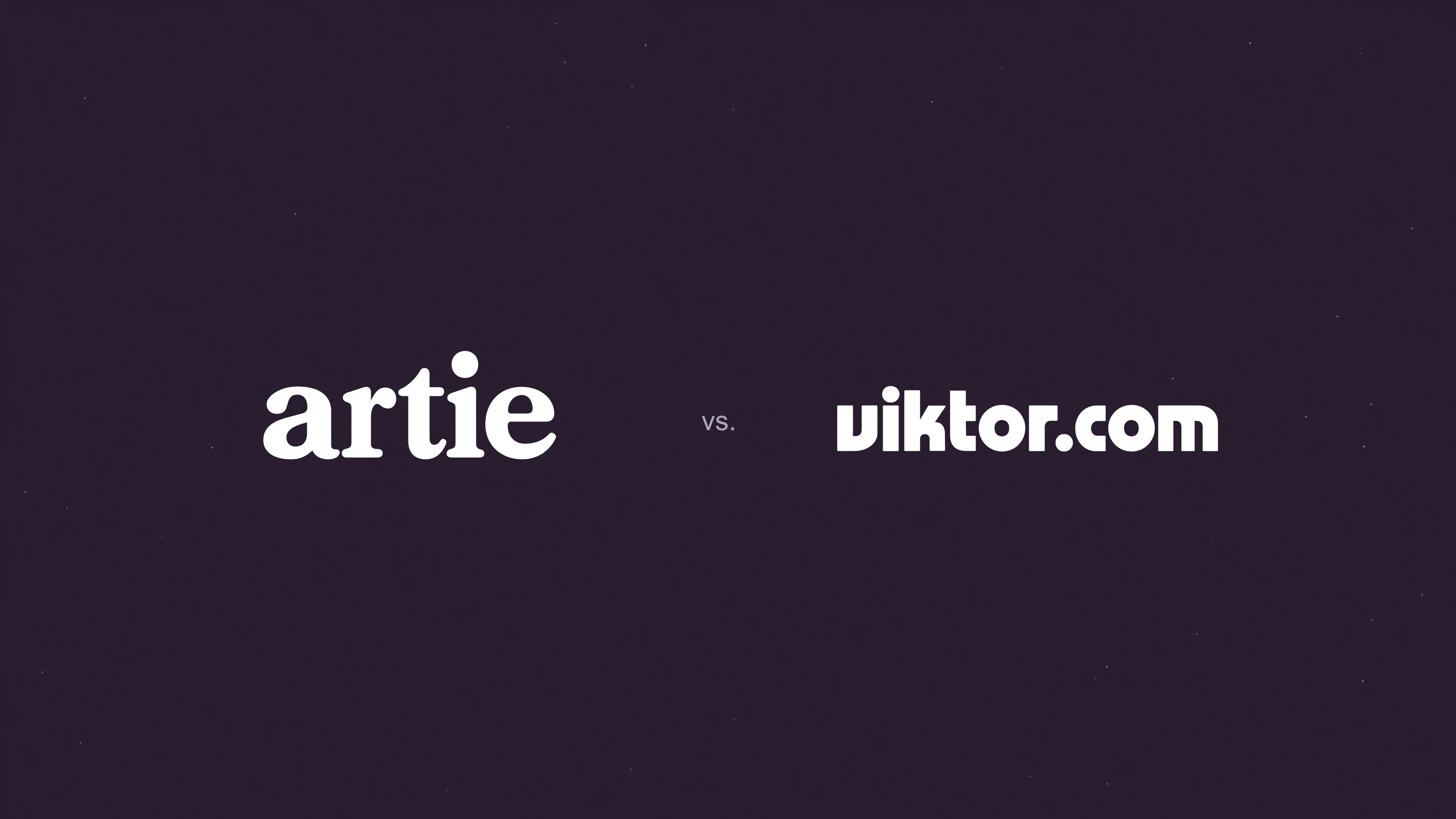 Artie and Viktor logos facing each other on a plum background.