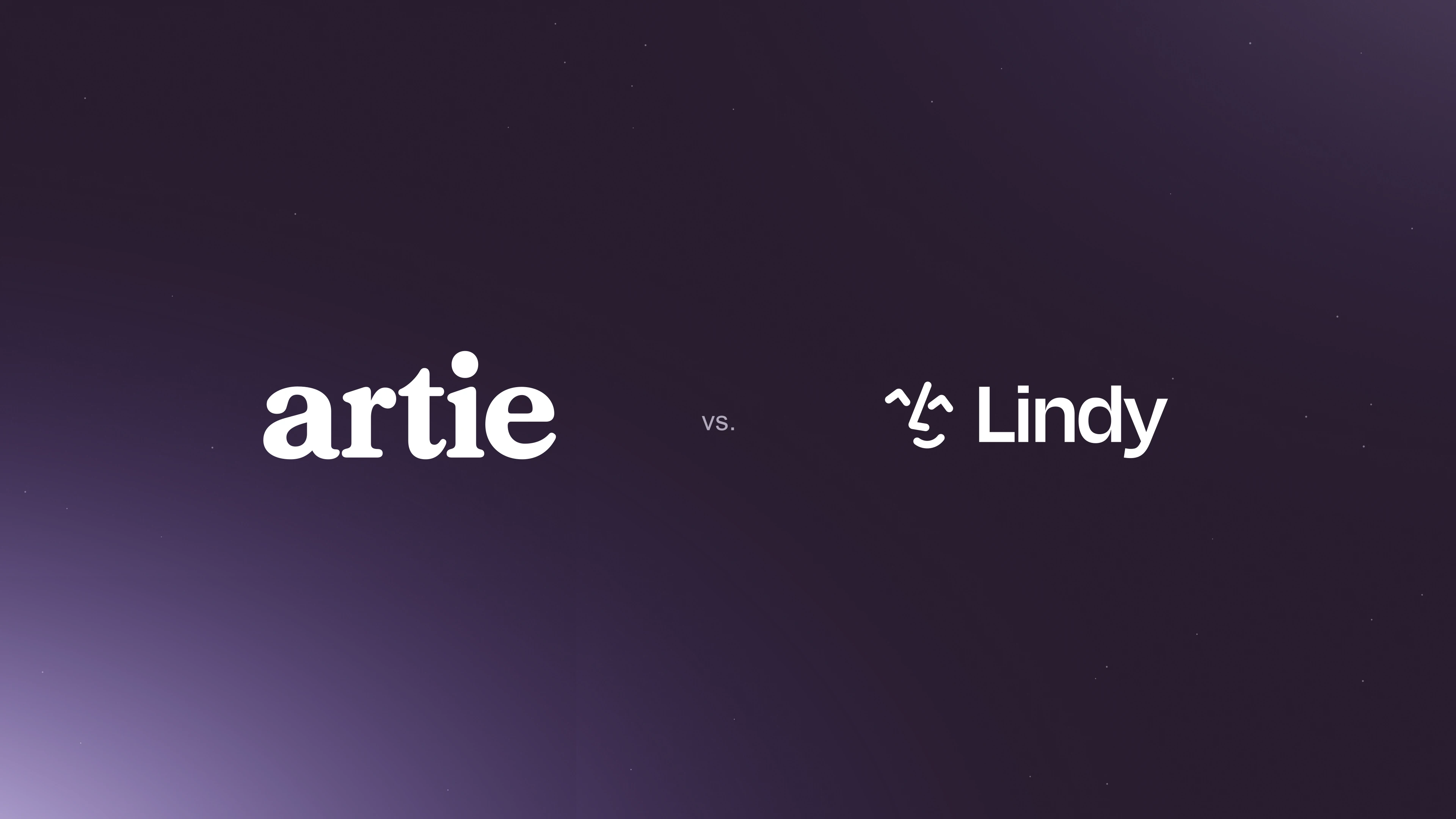 Artie and Lindy logos facing each other on a plum background.