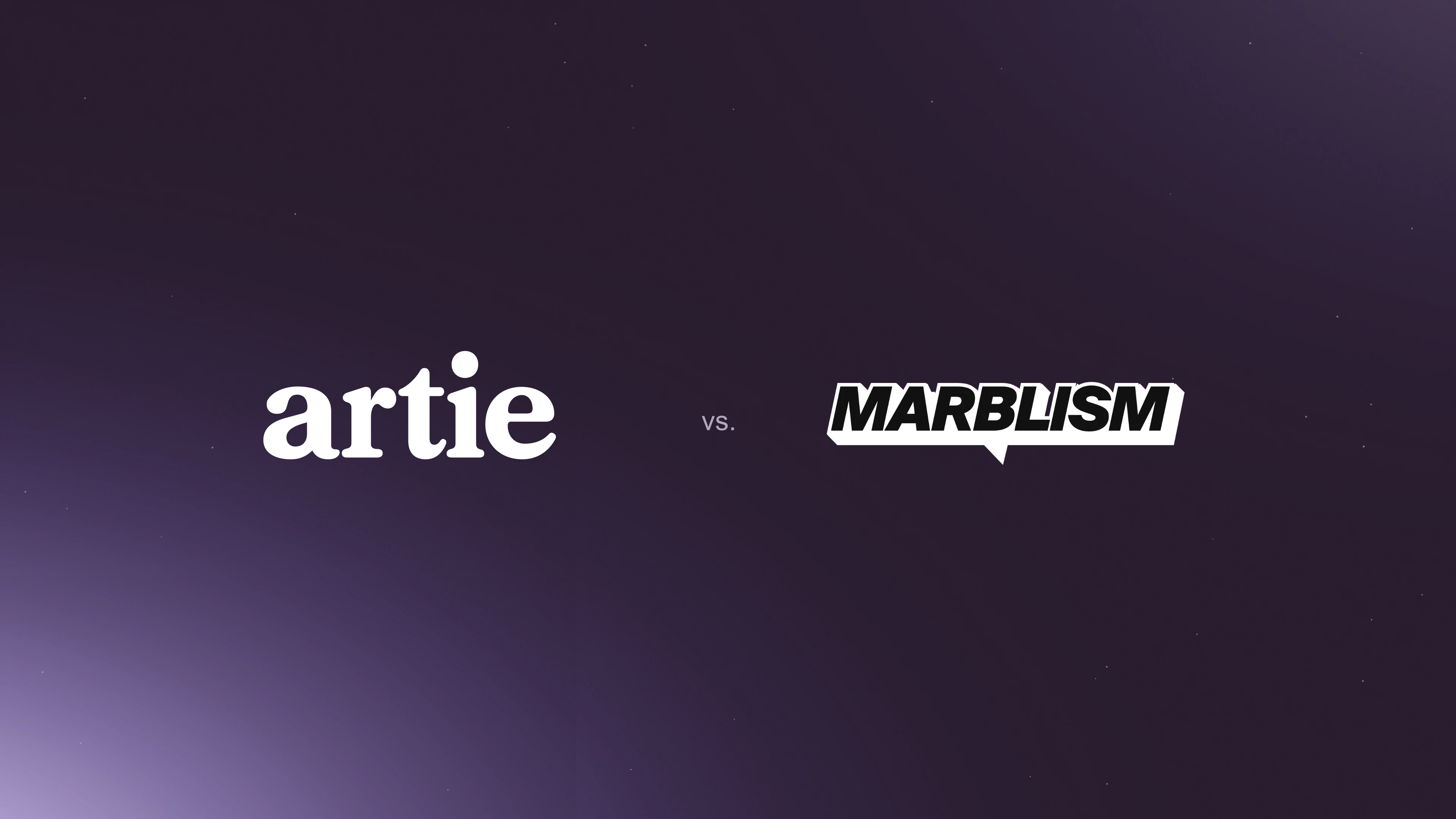 Artie and Marblism logos facing each other on a plum background.