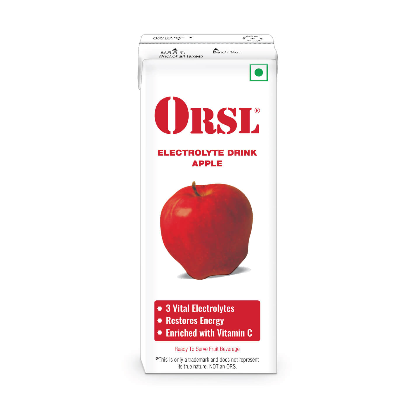 ORSL® Apple Drink 200 ml is an Electrolyte Drink.   It helps restore fluids, electrolytes and energy.