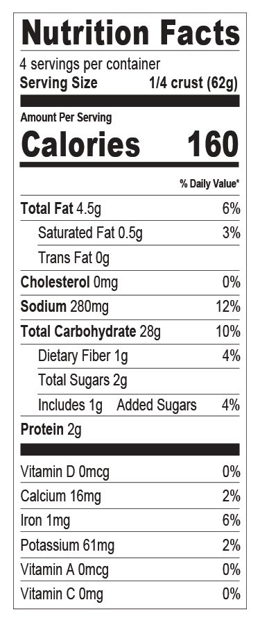 Nutrition facts — 12" Round