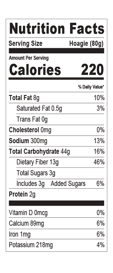 Nutrition facts — 7" Ancient Grain Hoagie Roll