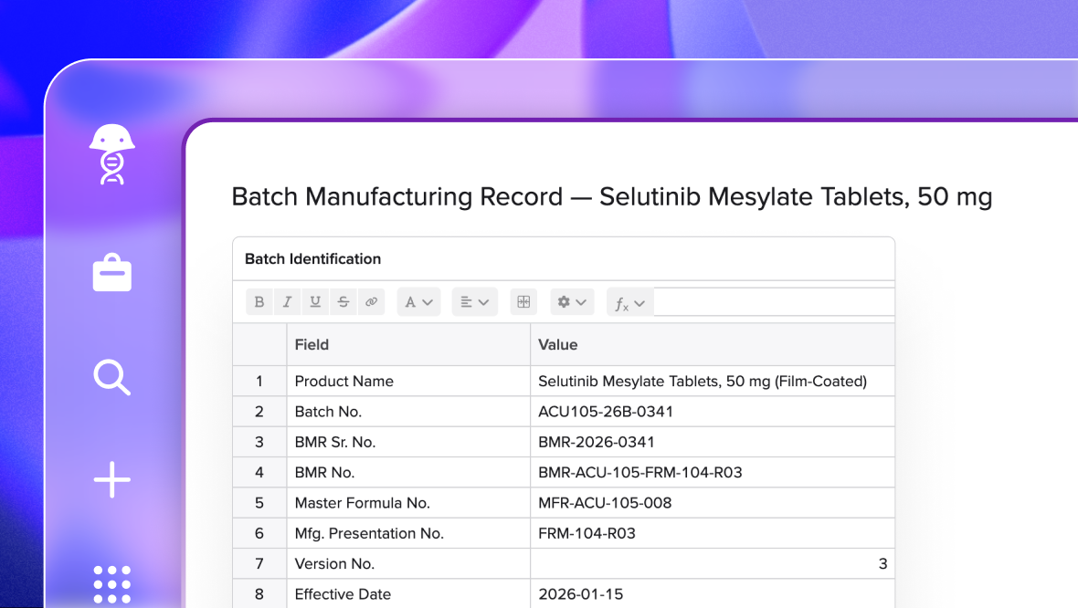 CDMO batch record