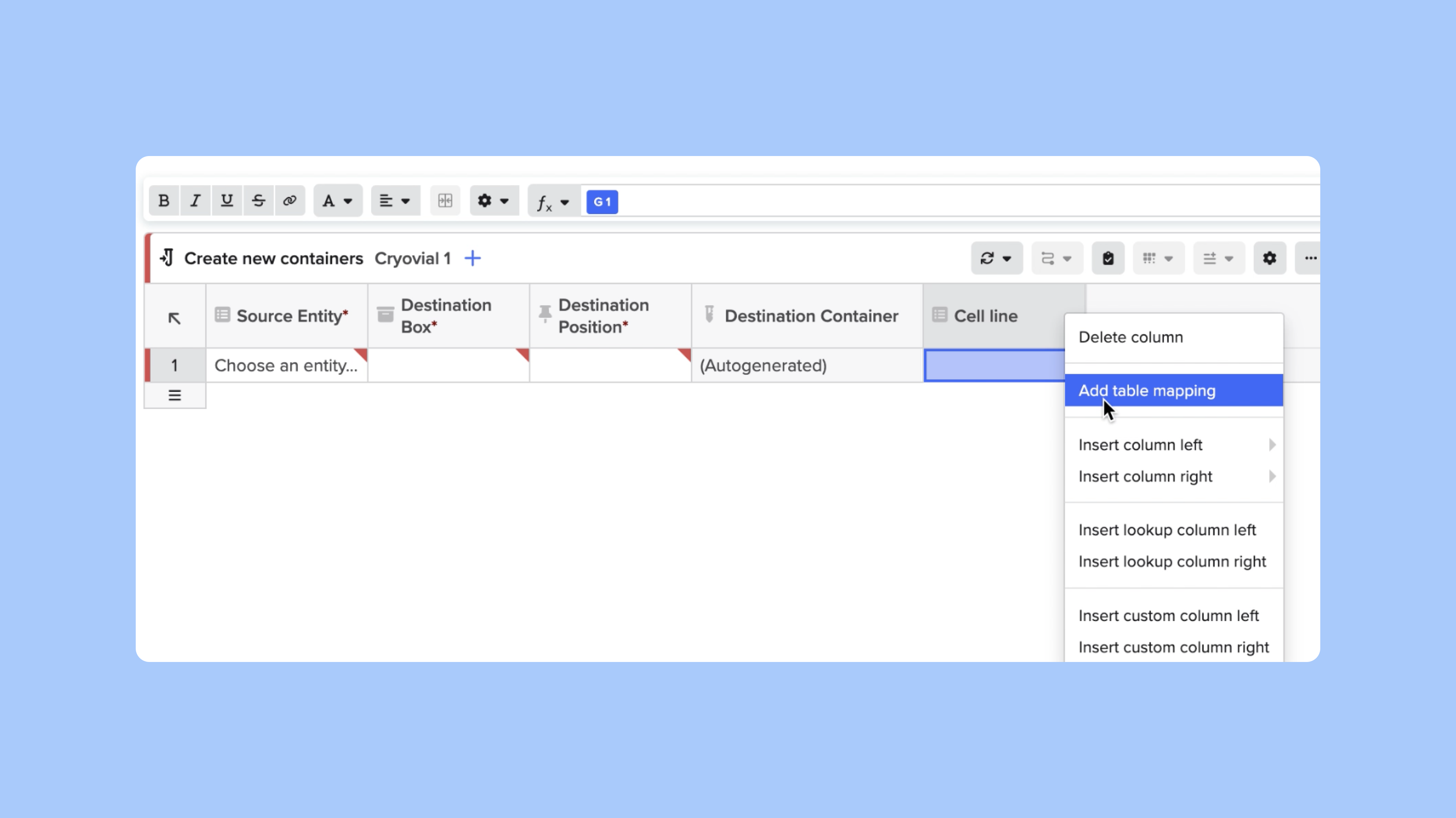 Table mapping in templates