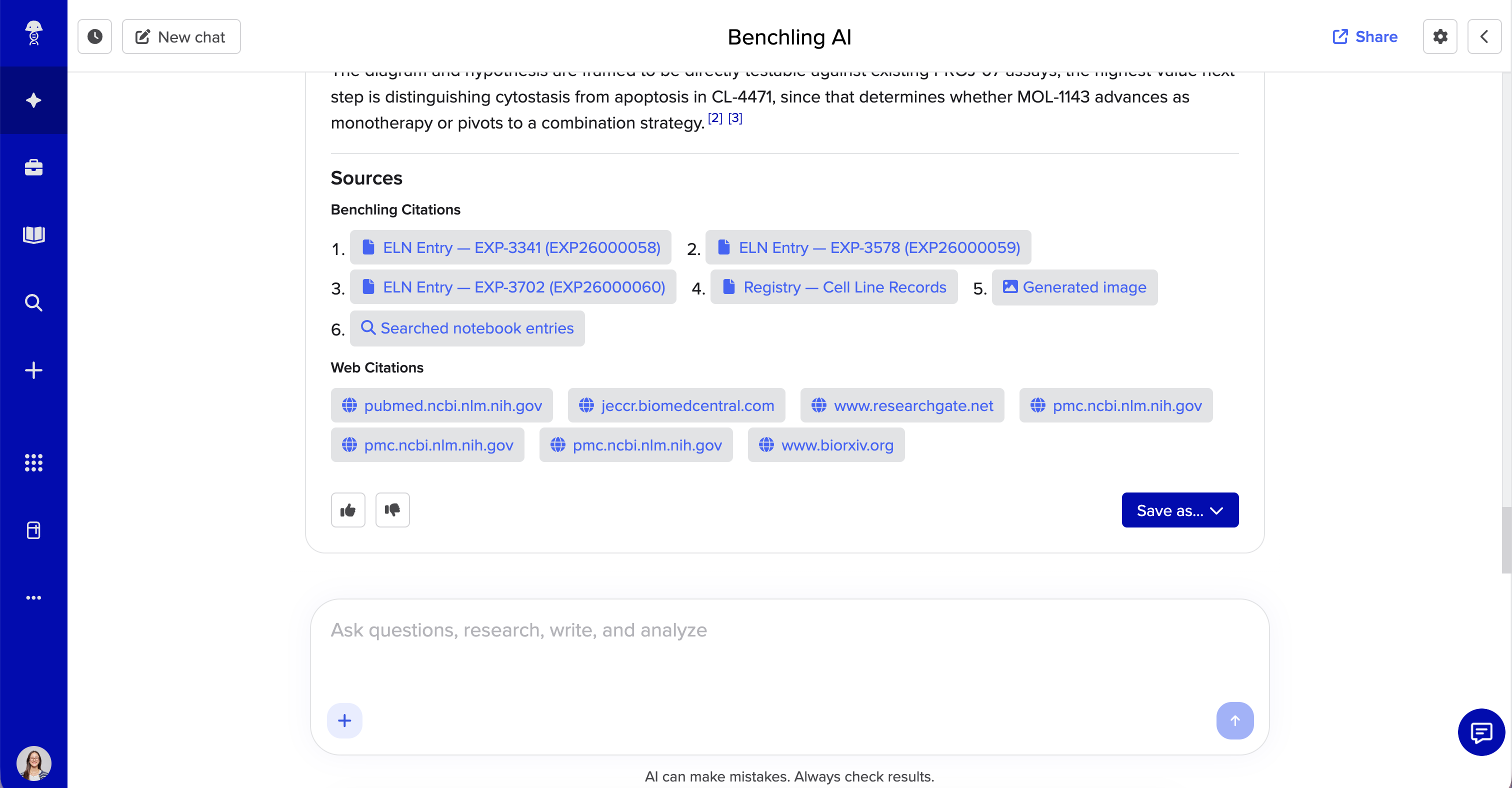 Reference your internal data alongside published literature directly in your notebook - Product Image