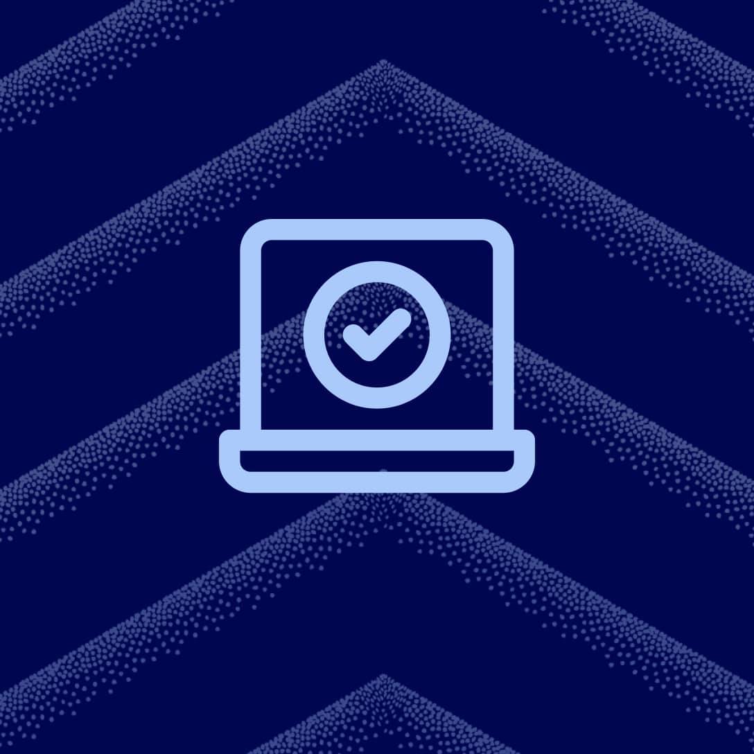 laptop checkmark blue illustration