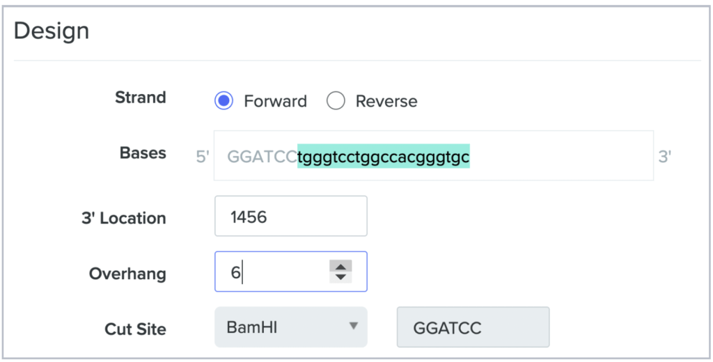 Figure 7b. Manual primer design in Benchling