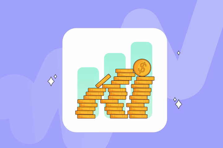 Coin chart with bars representing higher costs and inflation against a purple Greenlight background