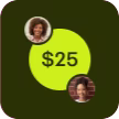 badge of a mom and daughter with a circle in between them showing $25