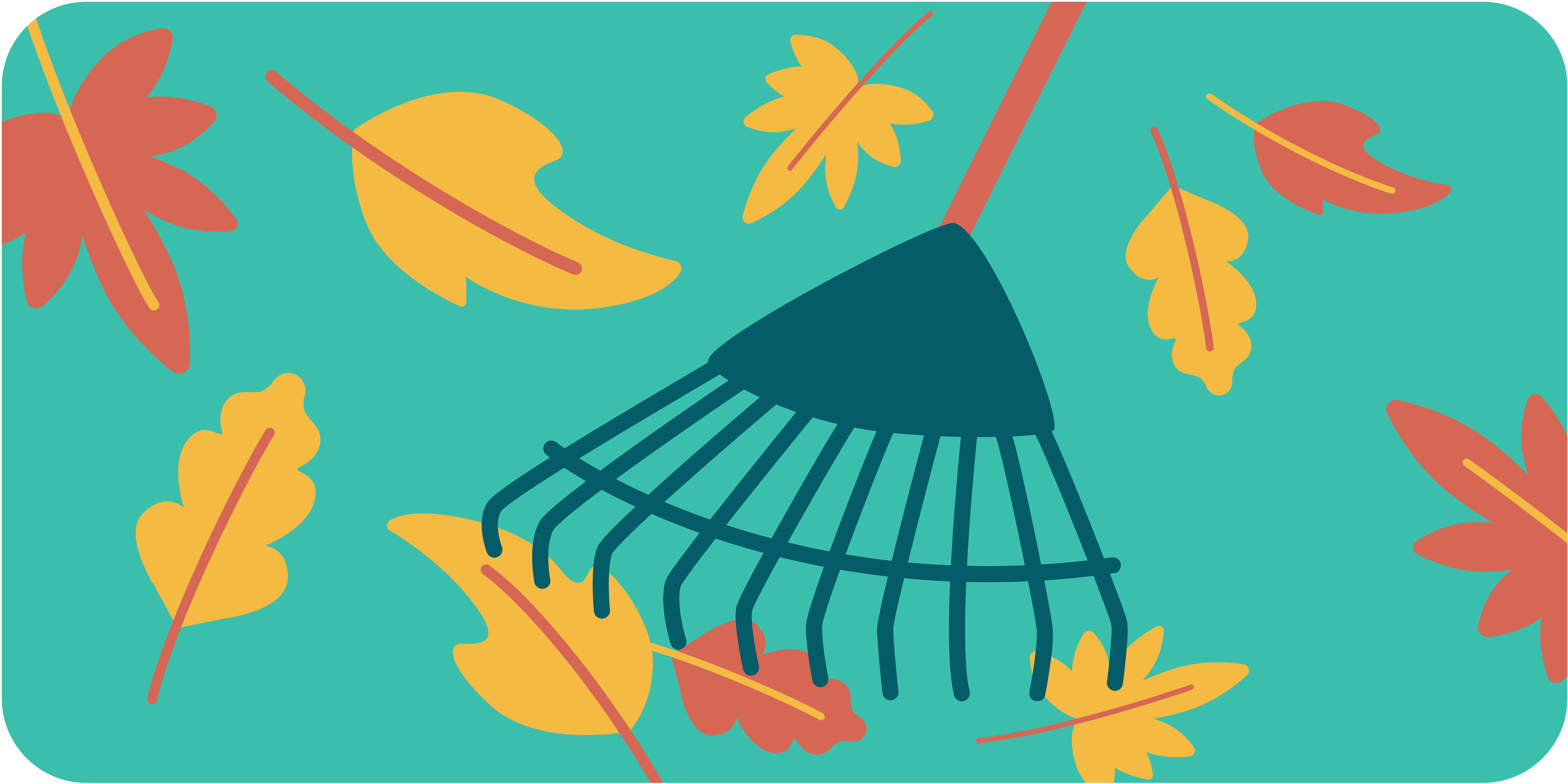 image of rake and leaves