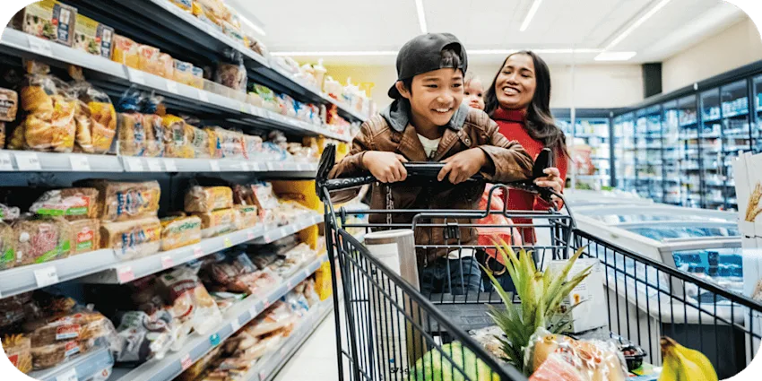 a family grocery shopping