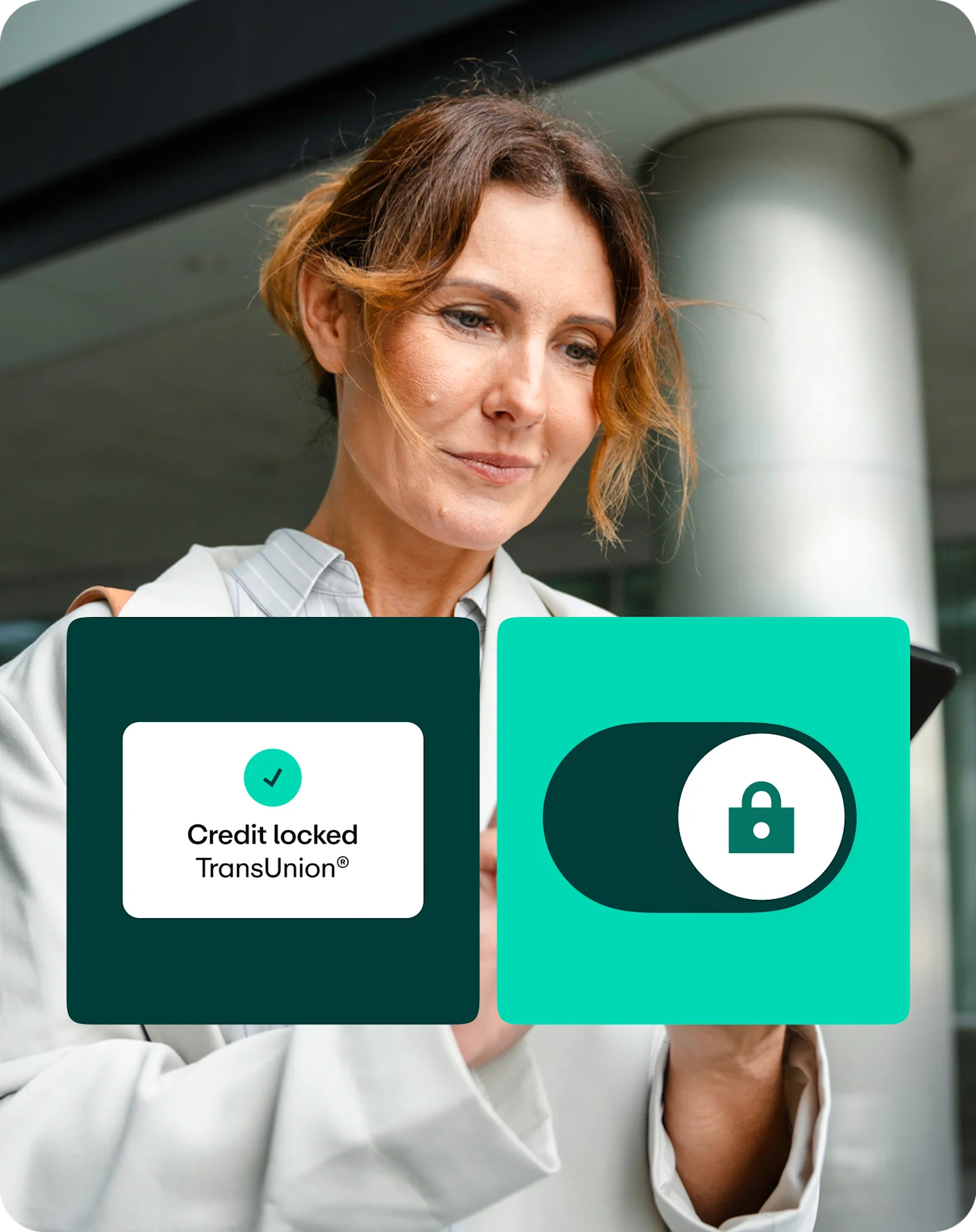 hero photo with baked-in TransUnion lock overlay