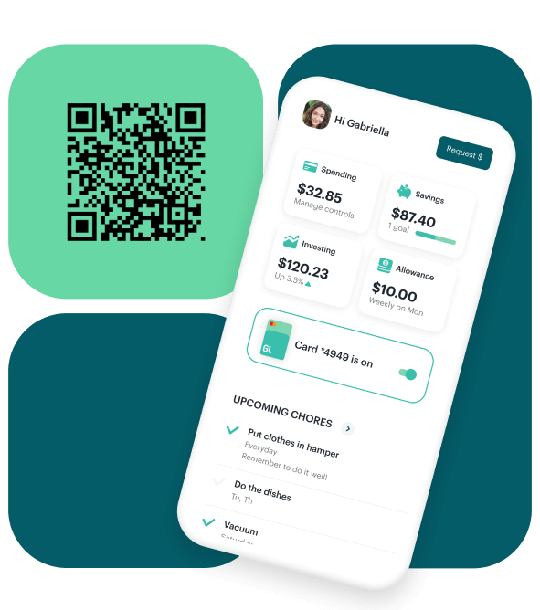 Greenlight child app with QR code to download the app