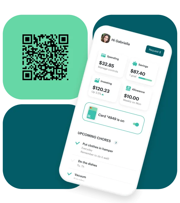 Greenlight child app with QR code to download the app