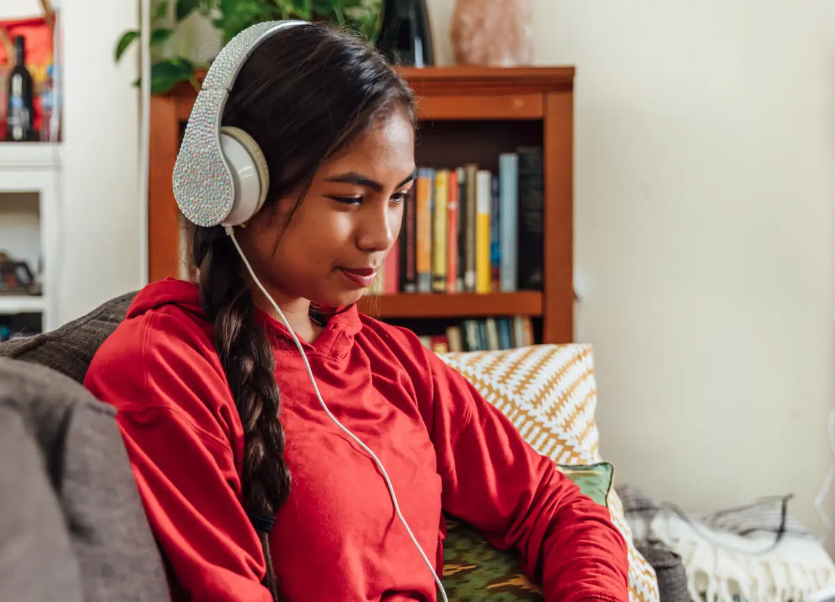 Girl using headphones
