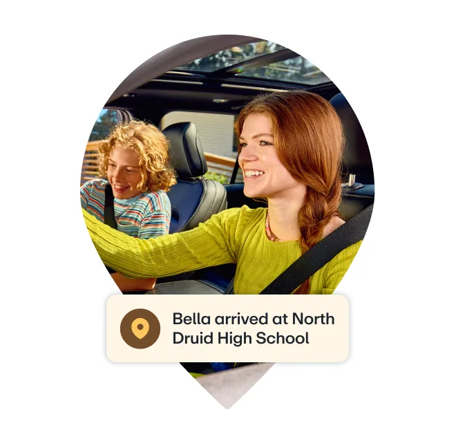 Parent and teen with location-share notification