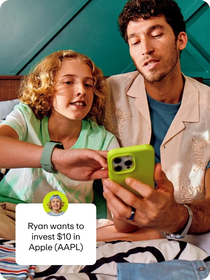 Father approving son's investment of $10 in AAPL stock