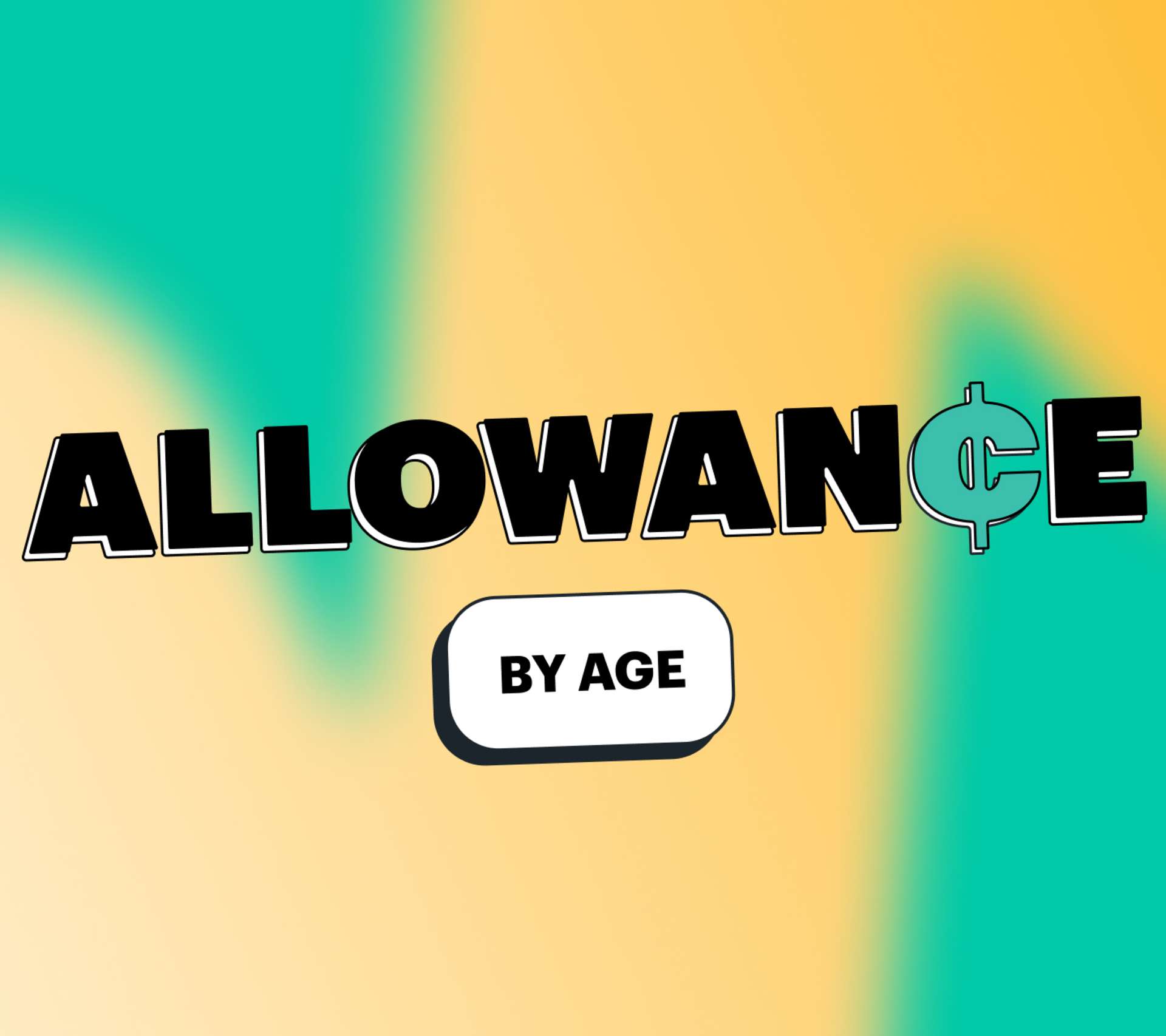 Allowance by age against yellow and green background for Greenlight's allowance by age blog in 2022