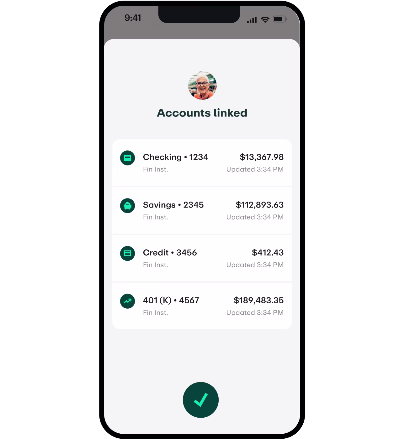 Accounts linked in GL app